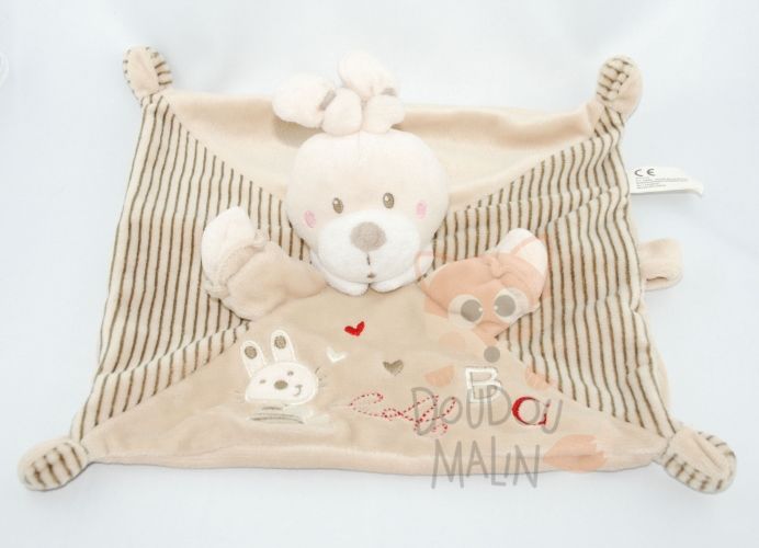  laline lapin plat carré abc beige marron rouge 